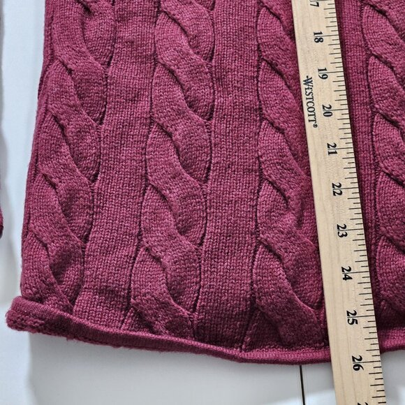 Talbots Cardigan Womens L Purple Plum LS Pockets Button Cable Knit Boho Mature - Picture 8 of 16